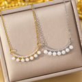 [copper inlaid with zirconium] new style micro-embedded diamond pearl titanium steel necklace for women, high-end, accessible luxury, versatile sweater chain jewelry