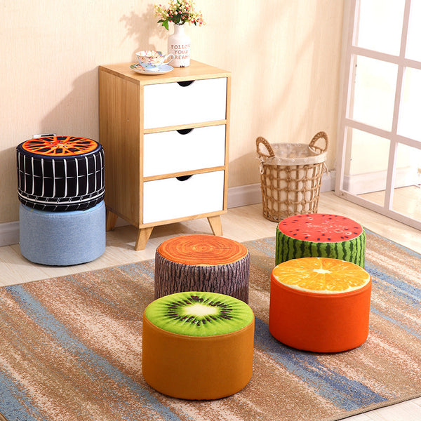 Solid wood small stool, shoe changing stool, coffee table, sofa stool, fabric creative round stool, adult household small stool, soft stool