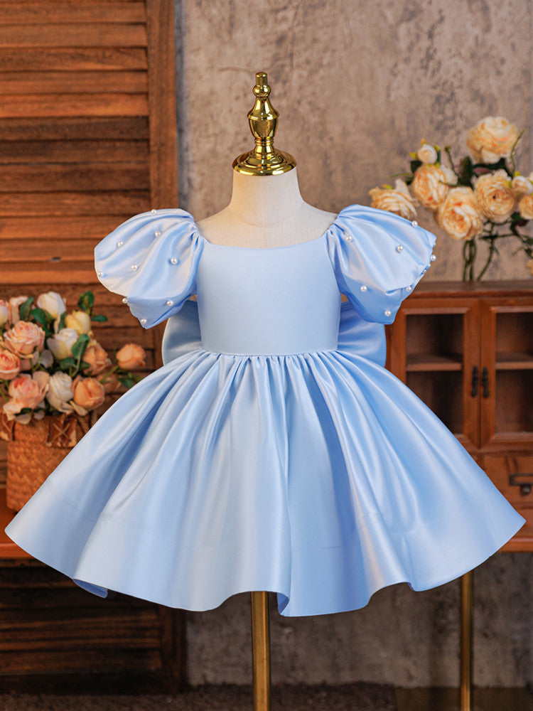 Kids dress princess dress white tutu girl model catwalk dress flower girl little host costume female