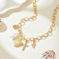 European and american cross-border fashion sweet heart flower pendant necklace - unique, elegant, diamond-studded cross metal necklace
