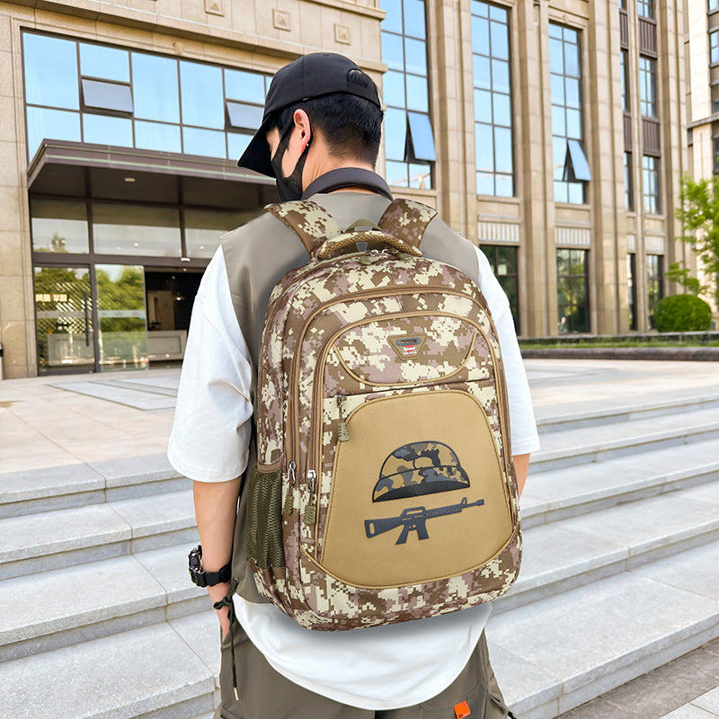 New camouflage backpack men's large-capacity business travel travel computer backpack schoolbag junior high school student