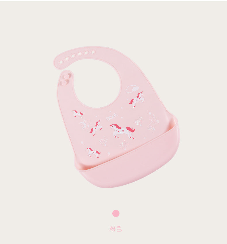 Baby eating bib kids silicone saliva pocket baby rice pocket waterproofstereo children's bib soft no-wash