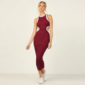 european and american cross-border summer hot girl style women's round neck bodycon backless sexy bodycon ribbed midi dress