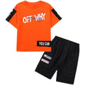 Boys' summer outfit: lightweight short-sleeve sports set - breathable two-piece casual set for older boys - trendy brand