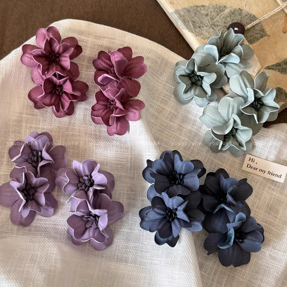 Super fairy purple flower earrings for women, beach vacation style, beautiful exaggerated earrings, 2026 new earrings wholesale