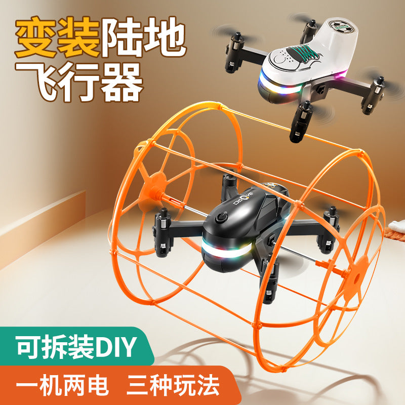 S166 remote control crawling drone football aircraft anti-collision and drop-resistant children's light-up model aircraft remote control plane with dual batteries