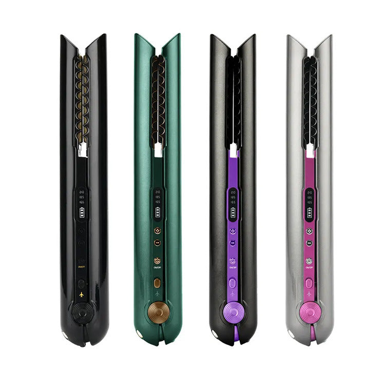 Cross-border explosion new wireless hair straightener curling iron straight roll dual-purpose multi-gear adjustment constant temperature splint portable roll