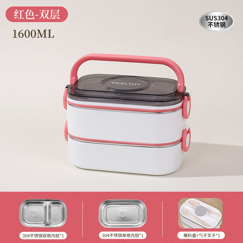 304 stainless steel multi-layer lunch box, office workers can enter the microwave oven for lunch, heat preservation lunch box, student bento box