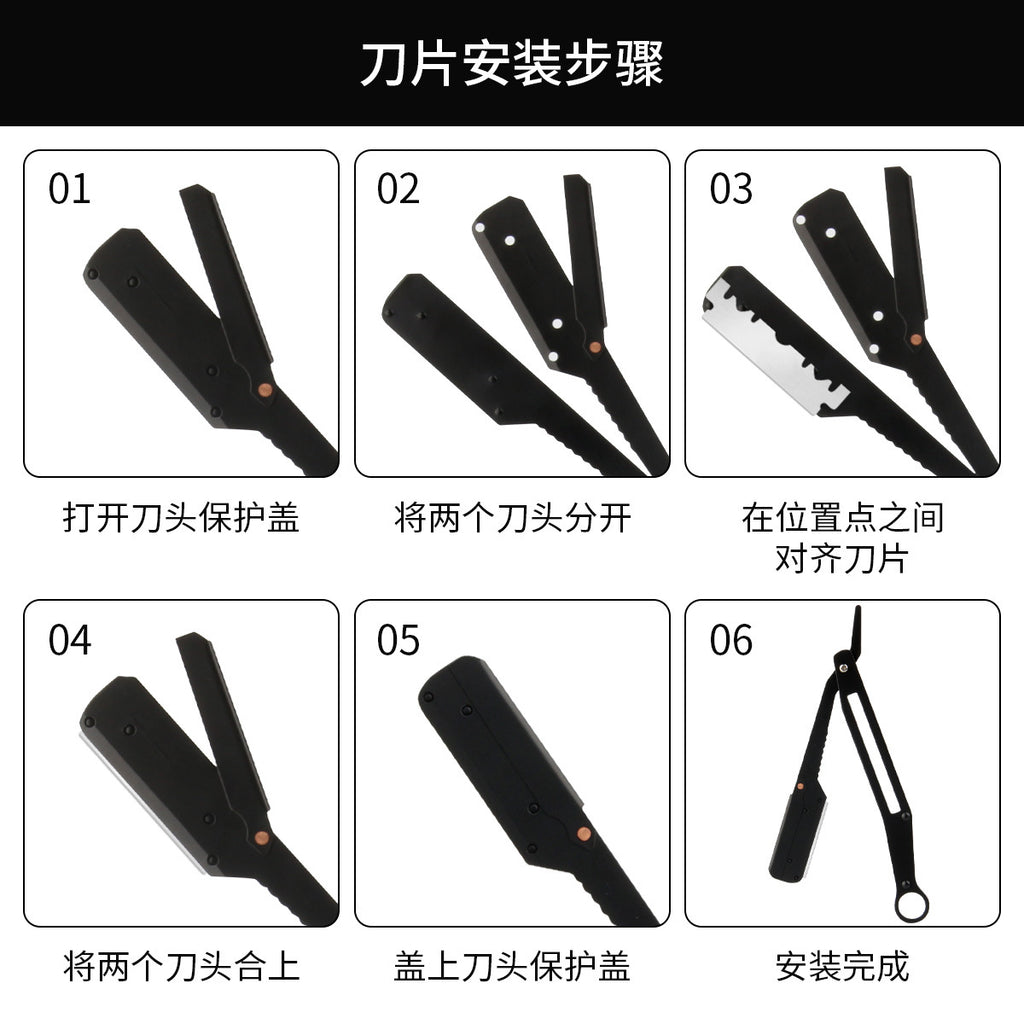 Manual aluminum alloy hollow razor  men's shaving hairdressing knife holder blade change shaving trimming razor