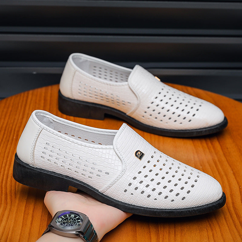 Genuine soft leather men's leather shoes summer leather sandals men's hollow-out clogs soft leather casual leather sandals breathable men's shoes