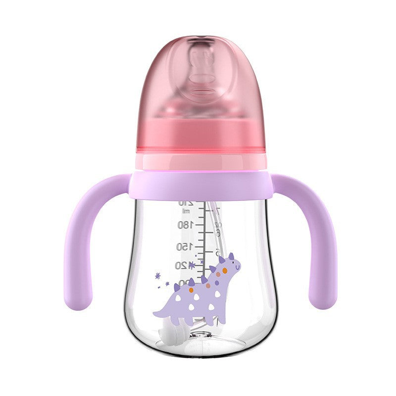 English boxed pacifier 210/270ml with handle 0-12 months big belly PP bottle with straw