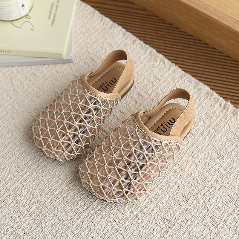 Soft bottom mesh breathable slip-on lazy person with skirt  summer baotou half slippers girl outwear outer trend