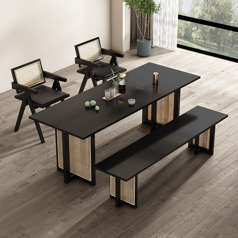 Nordic solid wood rattan dining table and chair set - compact, minimalist design for home, restaurant, or b&b - rectangular dining table
