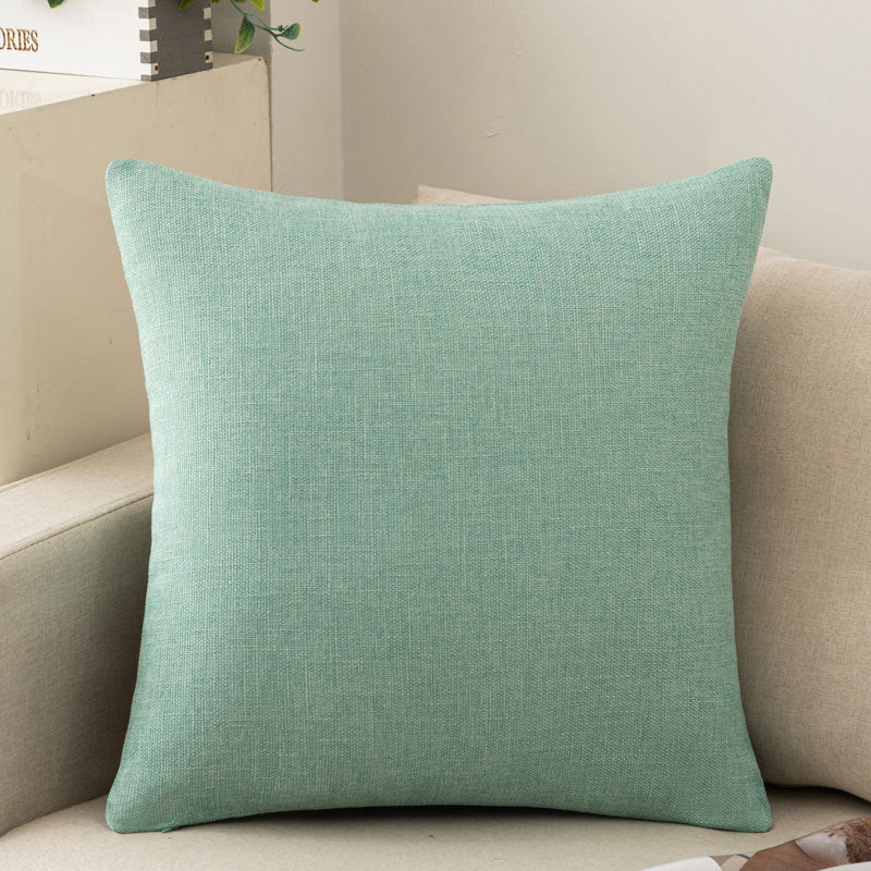 Solid color throw pillow sofa cushion cotton linen style minimalist modern office lumbar pillow square backrest bed headrest pillow