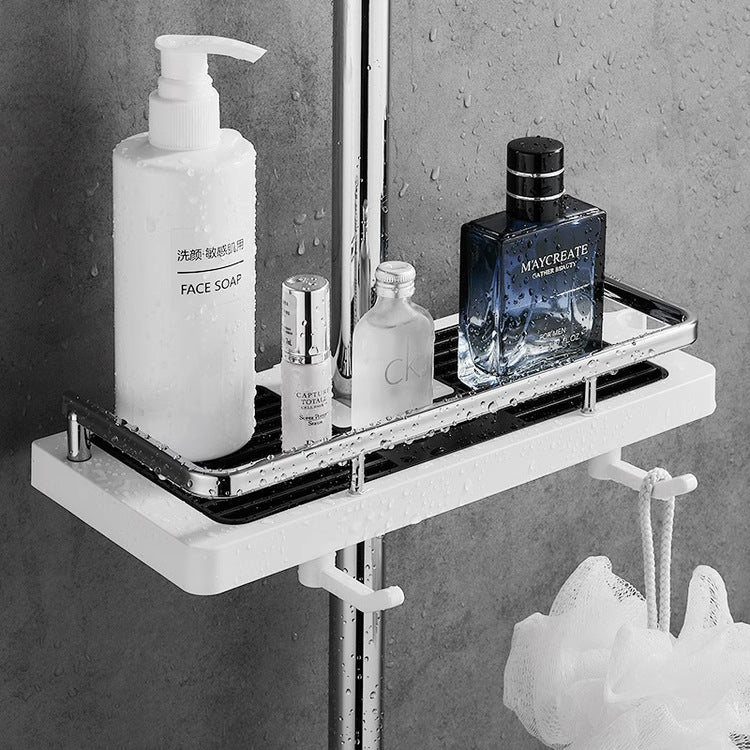 Shower Shelf No Punching Toilet Bathroom Shower Lift Rod Body Wash Shampoo Tray Storage Shelf