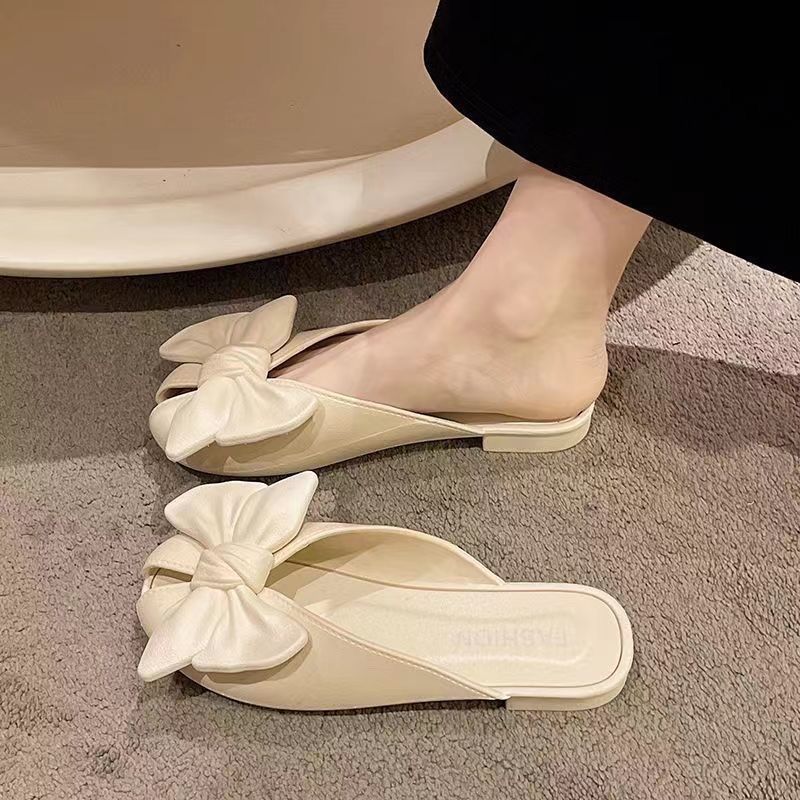 2025 baotou bow half slippers women's summer outweareasiest for matchflats lazy casual sandals slip-on flat heel