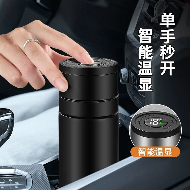 Warm display thermos cup 316 stainless steel quick-open cup water cup outdoor portable tea cup car tea water separation cup