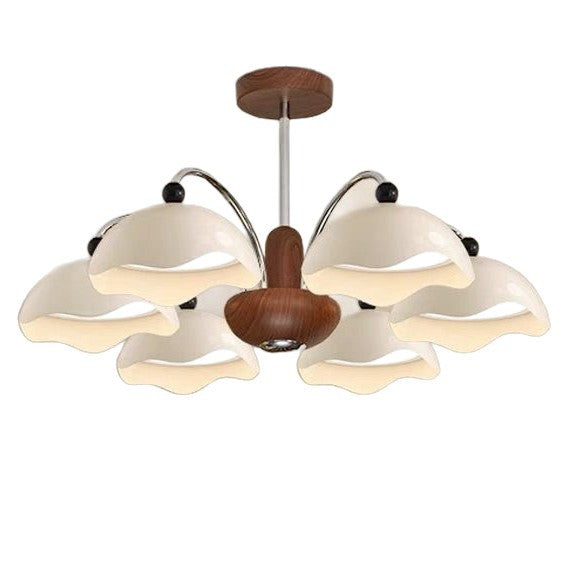 Medieval style eggshell main light American simple retro high-end walnut color bedroom study lighting living room chandelier