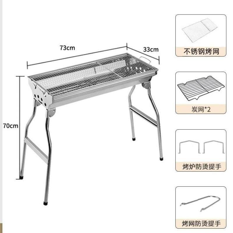 Portable folding bbq grill for outdoor use - home charcoal grill, camping bbq, mini charcoal stove