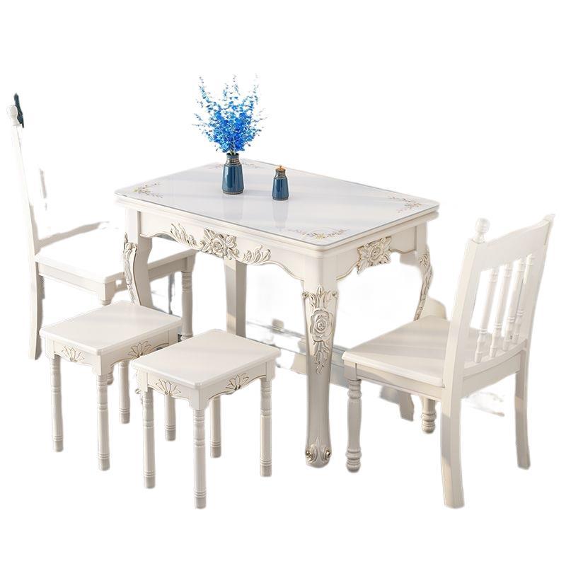 Dining table for home, small apartments, minimalist modern glass and solid wood folding rectangular dining table, european style dining table and chair set