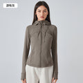 new women's activewear hooded jacket - slim fit, shaping, zip-up, stretchy running & yoga outerwear s2088