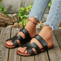 plus size  summer new arrival women's slippers - one-strap hook-and-loop peep-toe minimalist flat slippers for export