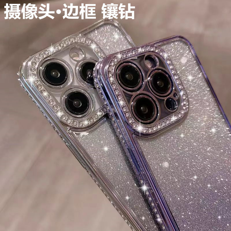 New arrival diamond-encrusted electroplated glitter rhinestone 17 suitable for iphone15pro mobile phone case apple 13 all-inclusive protective cover