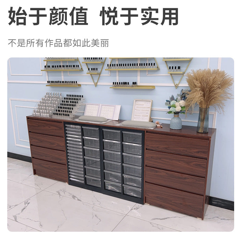 Solid wood retro nail art cabinet walnut display cabinet nail polish storage cabinet nail polish glue locker floor cabinet