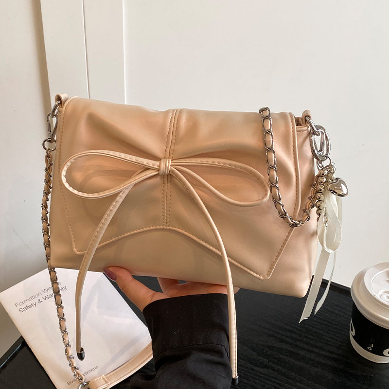 Ballet style bag women's 2025 new popular fashion versatile shoulder bag high-end silver chain messenger bag