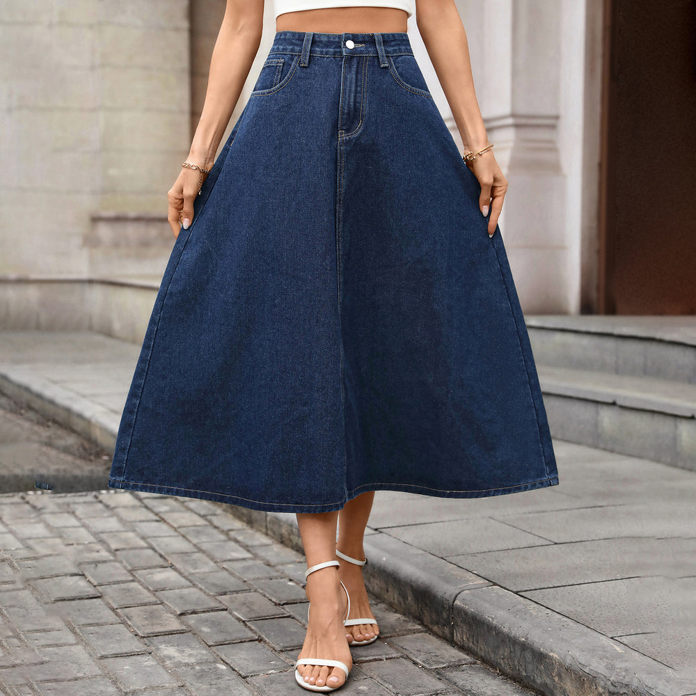 fashion spring summer new arrival  retrofashionloosehigh waistflap pocket pants denim umbrella skirt