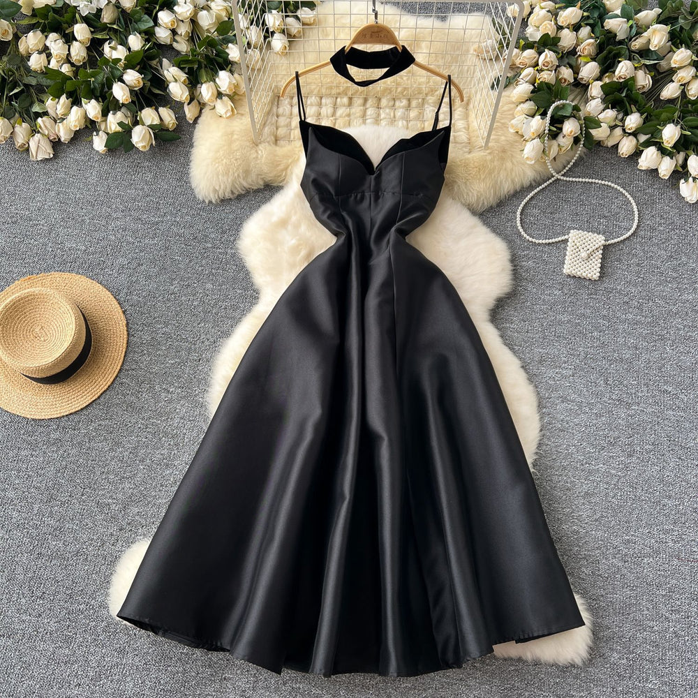 French chic mini dress: elegant v-neck camisole a-line dress - sexy, flattering, and effortlessly chic