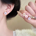 Pink rose flower silver needle stud earrings - minimalist, dainty, elegant, and exquisite. a luxurious, niche, and high-end design
