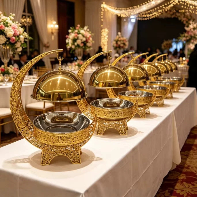 Diamond-shaped gold stainless steel buffet stove 8l hanging cover buffet stove for restaurants and hotels