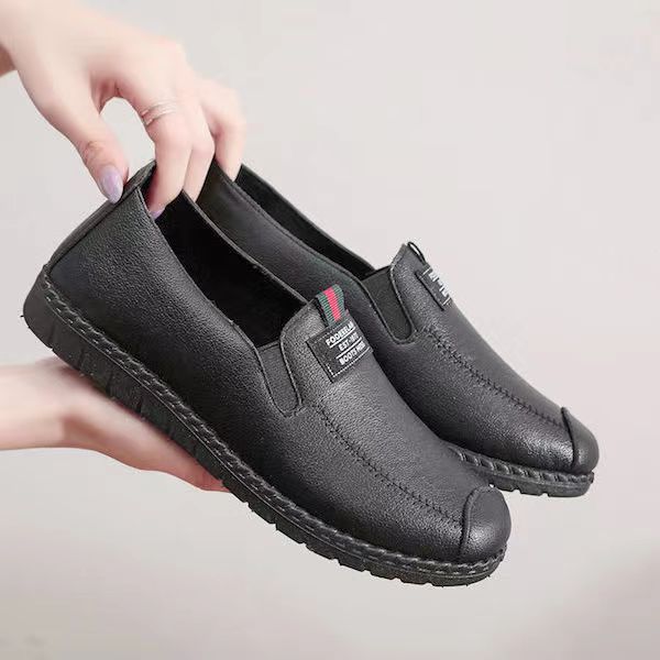 Soft leather soft bottom ladieswear shoes flatsabrasion resistantwaterproofbows work shoes wechat group purchase live broadcast one piece dropshipping