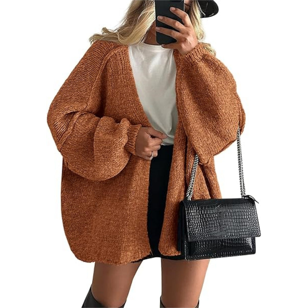 2025 fall/winter new european and american cross-border commute women's knitted top, european and american casual sweater cardigan, loose fit open front