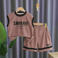 Boys' summer outfit set:  new summer collection - sleeveless sportswear for older boys, cool and trendy style