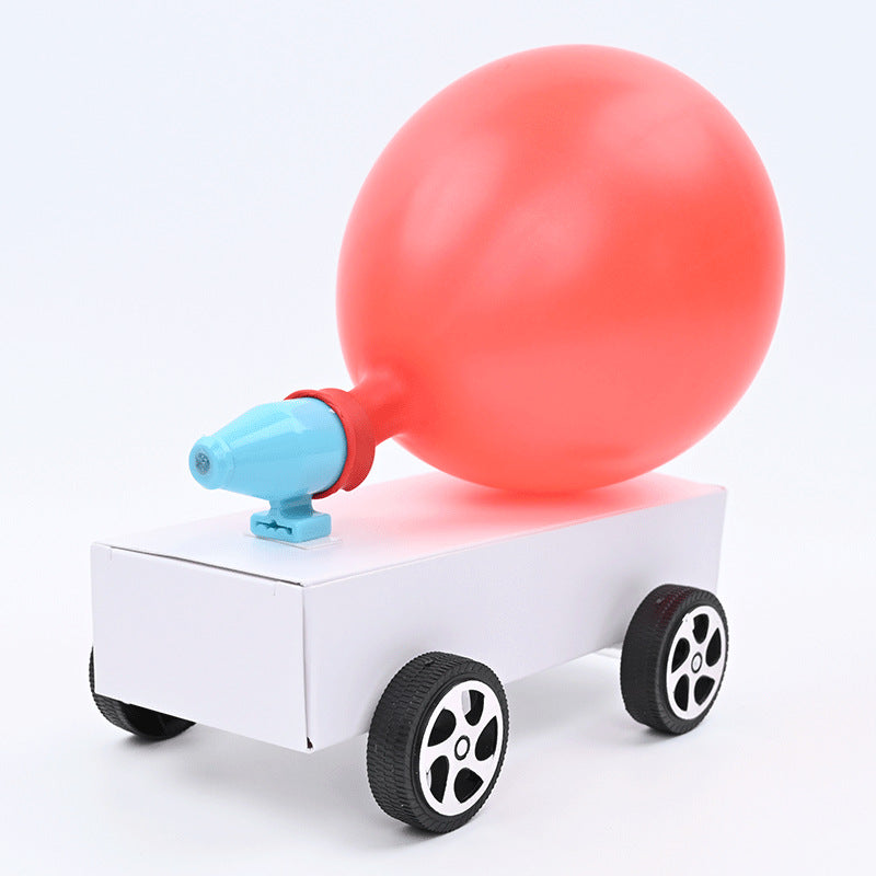 Balloon recoil trolley carton invention scientific experiment self-made vehicle primary school teaching version supporting small production recommendation