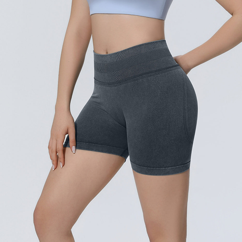 New arrival cross-border seamless washable tight high elastic high waist yoga shorts sports running fitness yoga wear three-quarter pants