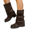 Thick sole hidden heel pants boots women  new arrivalautum knight long boots thick heel buckle western pile boots