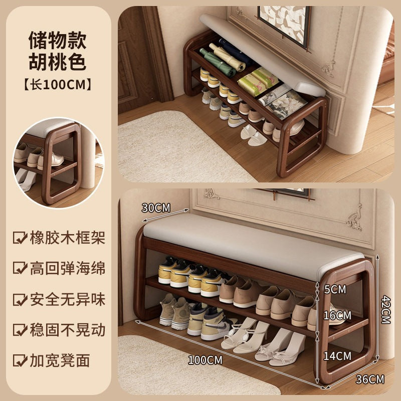 For home door shoe changing stool solid wood light luxury can sit shoe cabinet stool all-in-one entrance door extremely narrow can store shoe stool