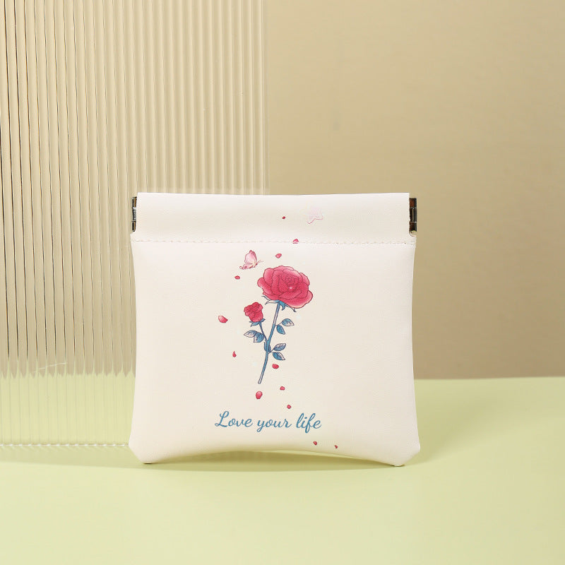 Shrapnel storage bag Automatic closed cosmetic bag Waterproof large-capacity portable storage bag Data cable Storage lipstick
