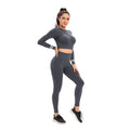 Factory new seamless yoga set: low-cut zipper, peach lift, high-waisted, body-hugging activewear for women