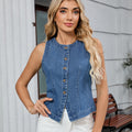 European and american cross-border e-commerce autumn new arrivals: sleeveless, designer washed denim vest top for women - perfect for  and independent stores