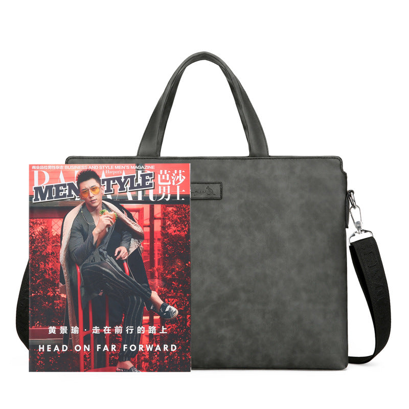 New trendy men's fashion large-capacity pu leather waterproof business briefcase handbag briefcase  wholesale