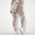In stock! fashion cross-border seamless knittingsexystripes moisture-wicking yoga pants sports running fitness pants for women
