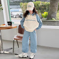 Girls' spring/autumn fashion set: stylish two-piece outfit for older girls - trendy sweatshirt and popular jogger pants