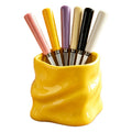 304 food grade stainless steel twisted fruit fork set creative colorful storage cup ceramic cup holder wholesale