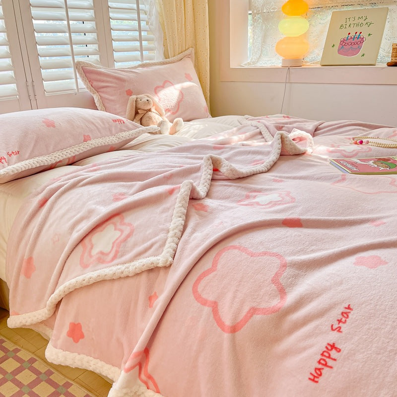 Winter flannel blanket thickened warm coral fleece blanket milk fleece nap blanket office blanket wholesale