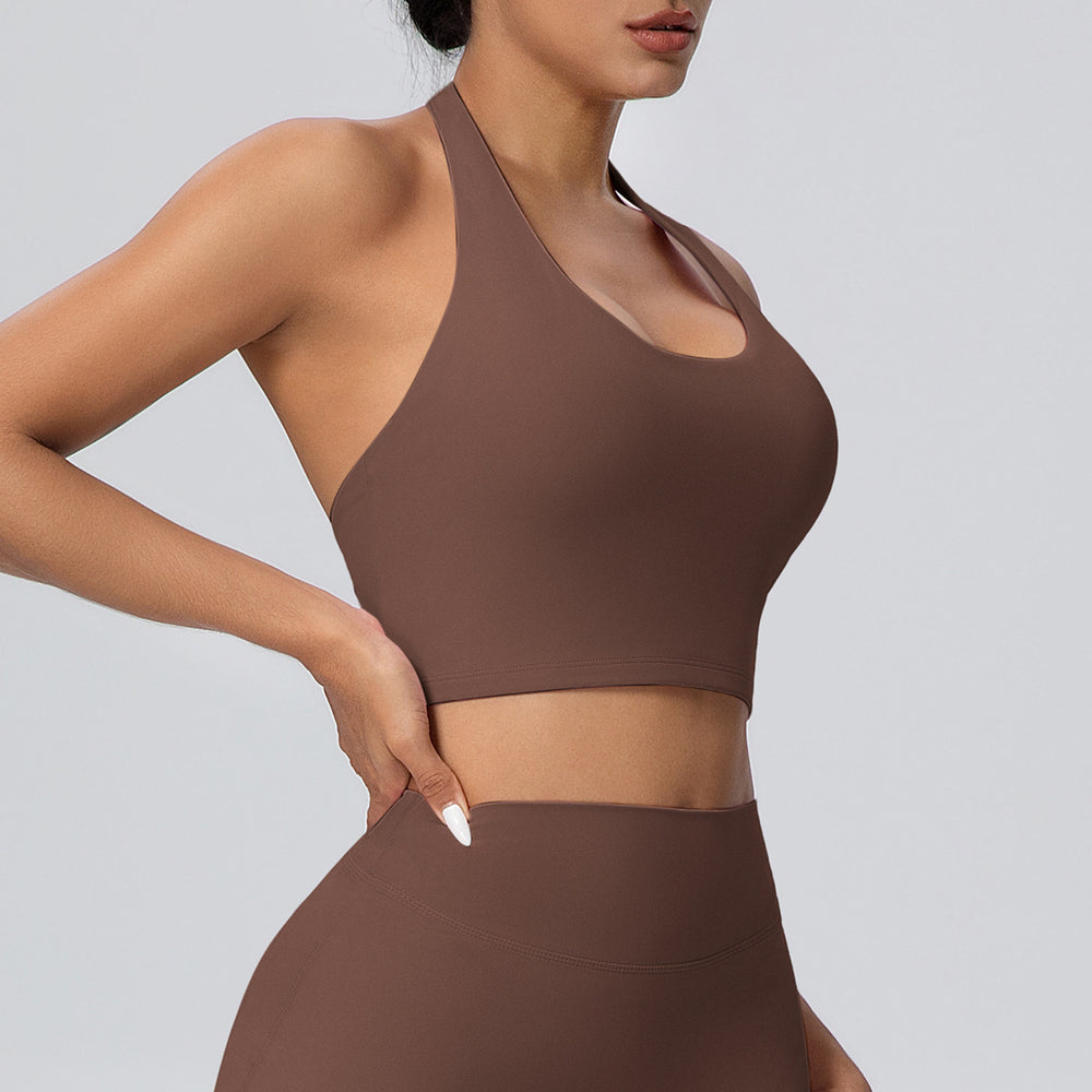 New arrival cross-border beautiful back halterintimates yoga bra bubble wrap running fitness vest halter suspender yoga clothes for women