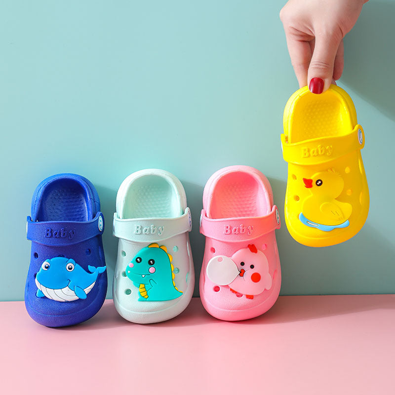 Kids slippers summer boys indoor non-slipfor home cartoon baby girl soft bottom toddler baotou sandals crocs shoes